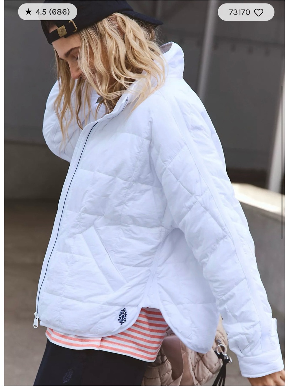 White Quilted Puffer Jacket - Lightweight Cozy Outerwear